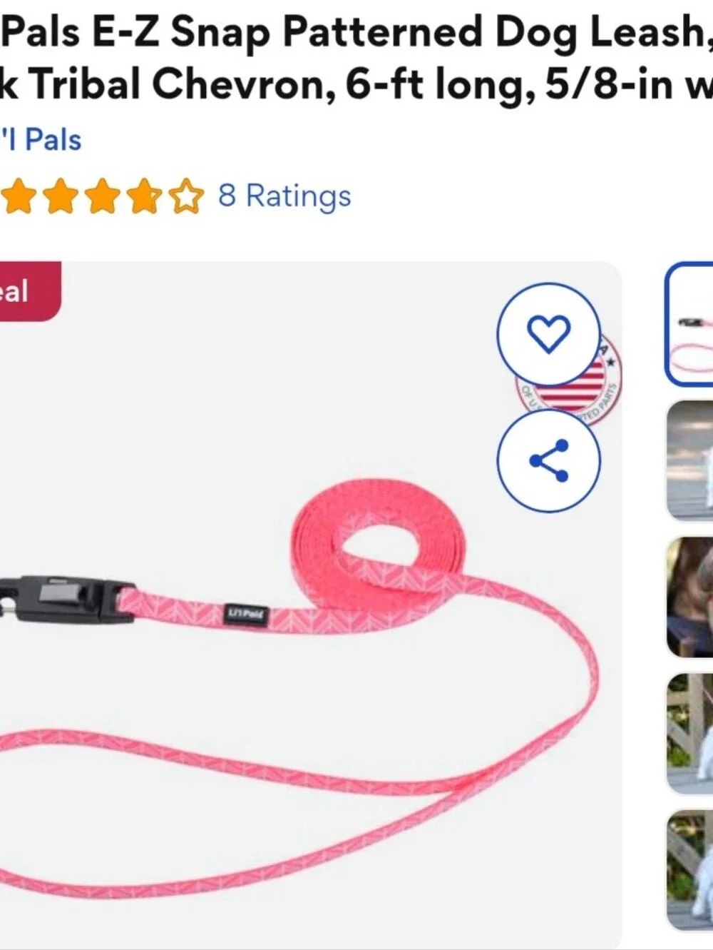 Li'l Pets Pink Tribal Harness Collar and Leash Set